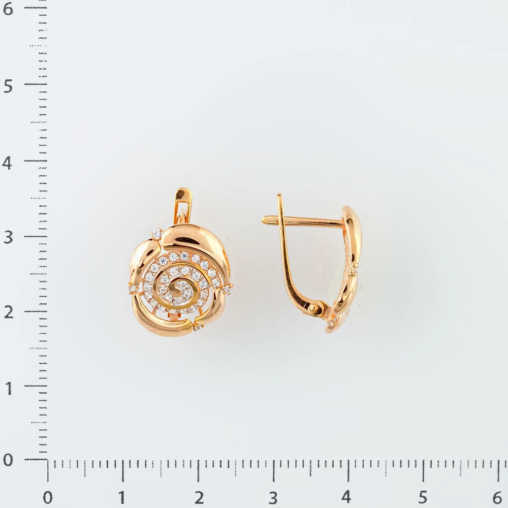 Серьги с фианитом из красного золота 585 пробы