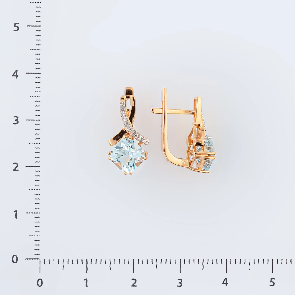 Серьги с топазом из красного золота 585 пробы