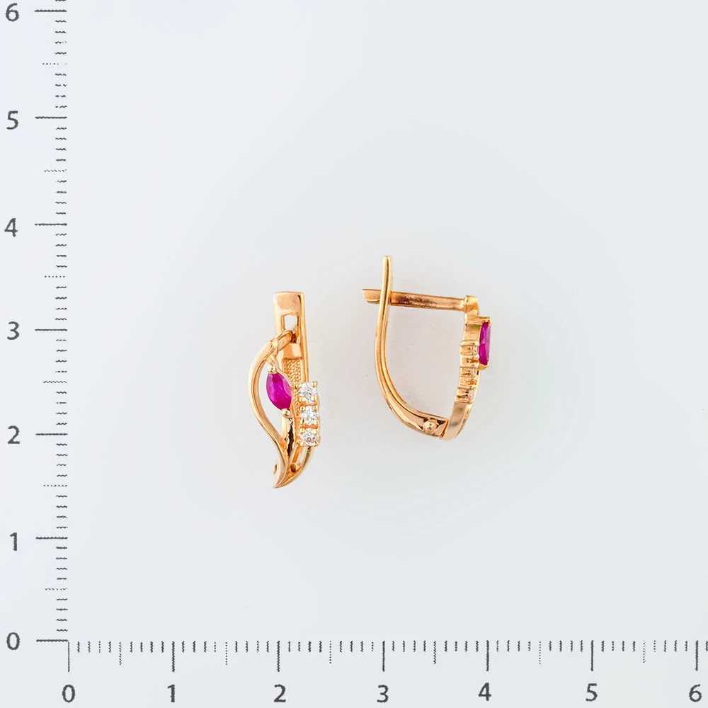 Серьги с рубином из красного золота 585 пробы
