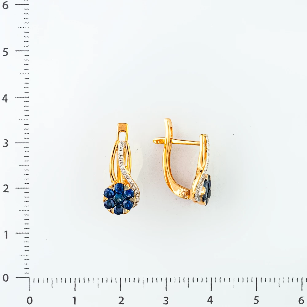 Серьги с сапфиром из красного золота 585 пробы