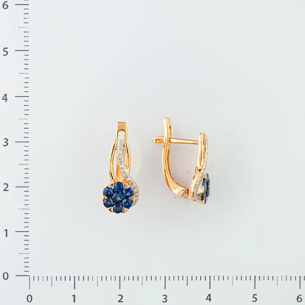 Серьги с сапфиром из красного золота 585 пробы