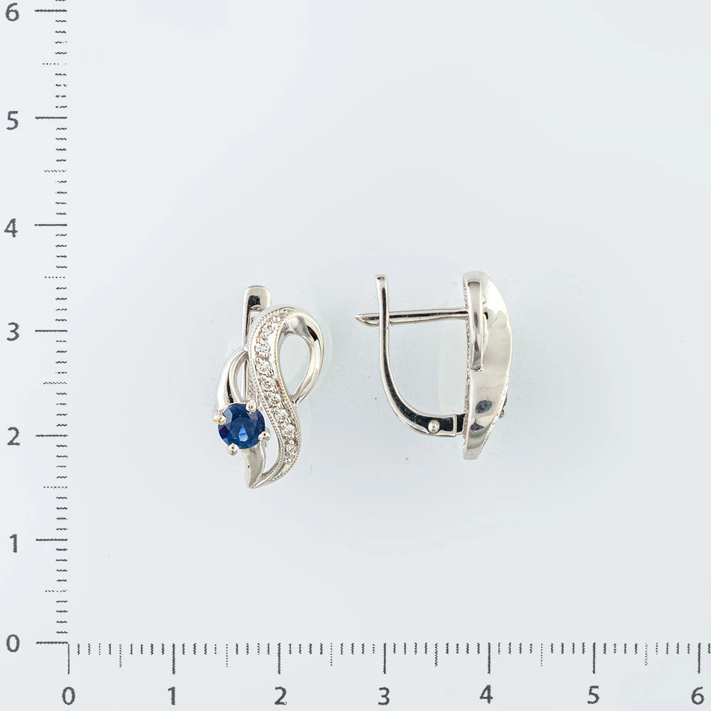 Серьги с сапфиром из белого золота 585 пробы