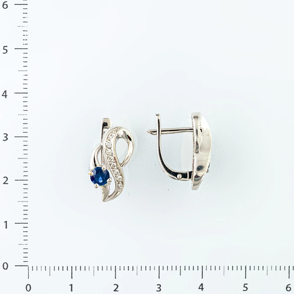 Серьги с сапфиром из белого золота 585 пробы