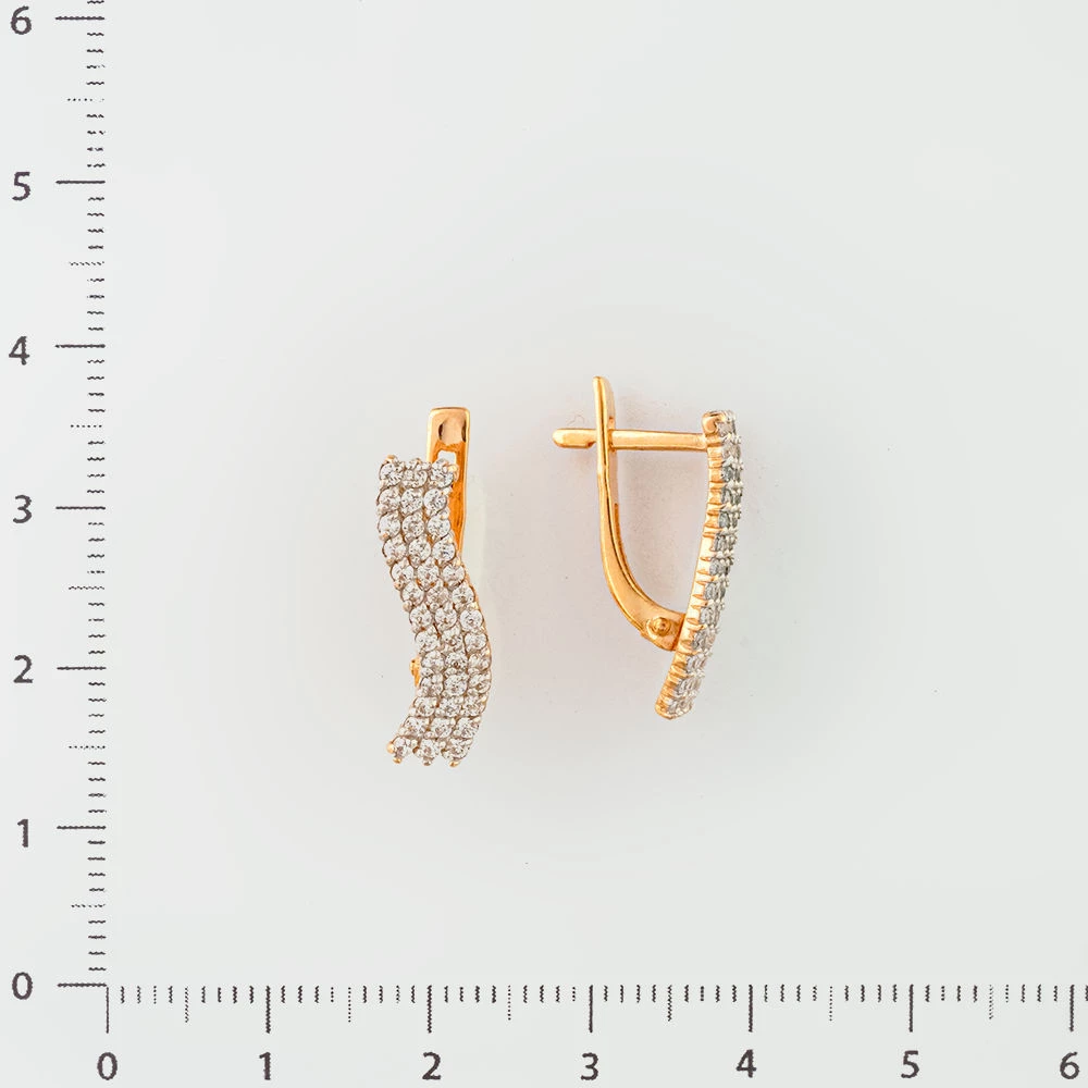 Серьги с фианитом из красного золота 585 пробы