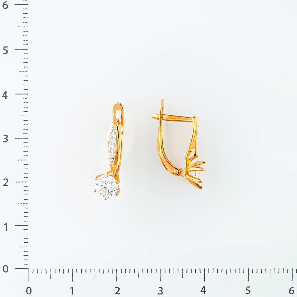 Серьги с фианитом из красного золота 585 пробы 2