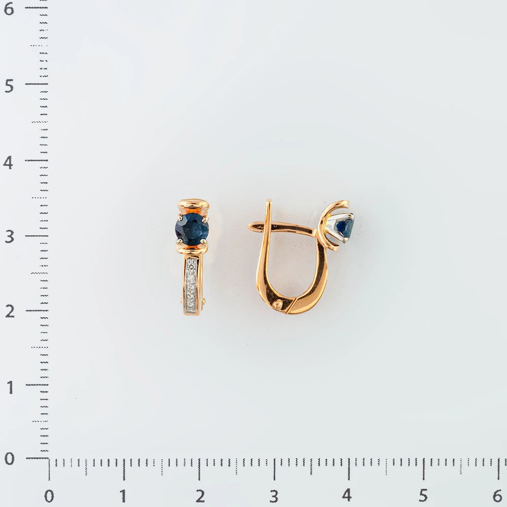 Серьги с сапфиром из красного золота 585 пробы