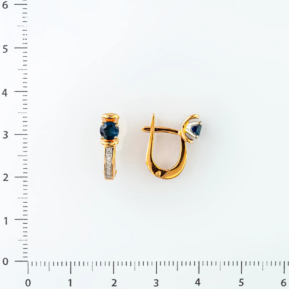 Серьги с сапфиром из красного золота 585 пробы