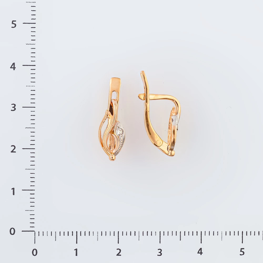 Серьги с фианитом из красного золота 585 пробы 2
