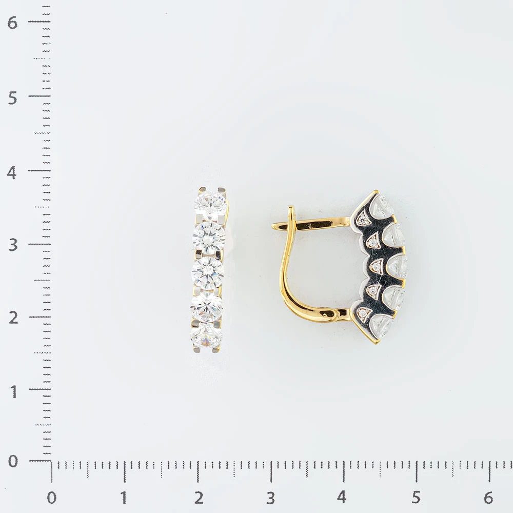 Серьги с фианитом из желтого золота 585 пробы