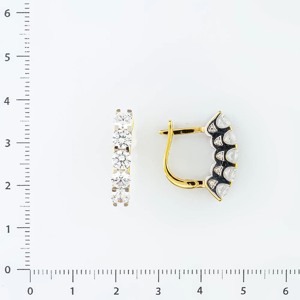 Серьги с фианитом из желтого золота 585 пробы