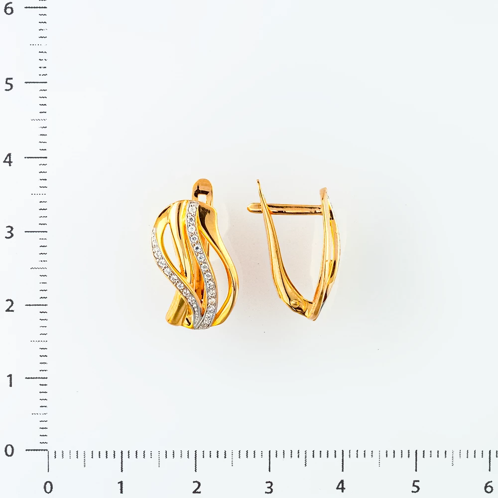 Серьги с фианитом из красного золота 585 пробы 2
