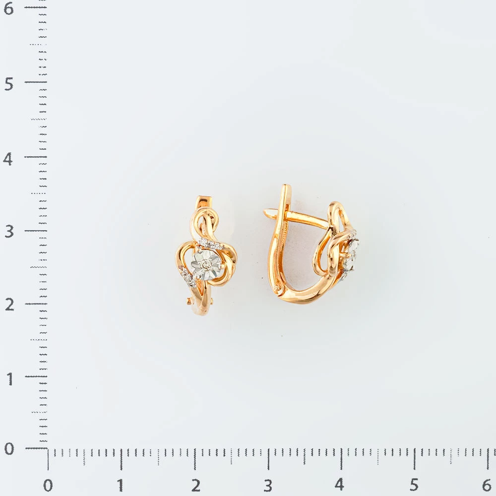Серьги с бриллиантом из красного золота 585 пробы