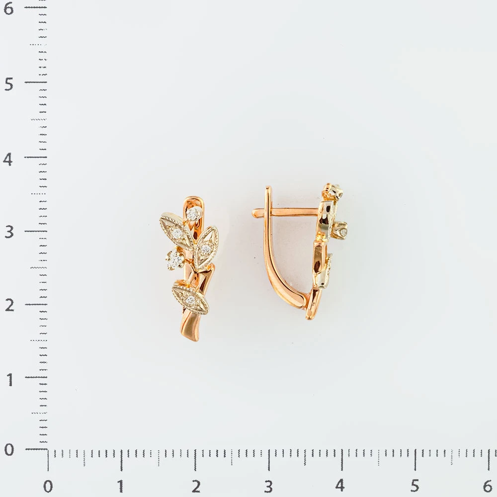 Серьги с бриллиантом из красного золота 585 пробы