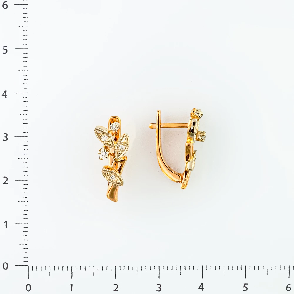 Серьги с бриллиантом из красного золота 585 пробы