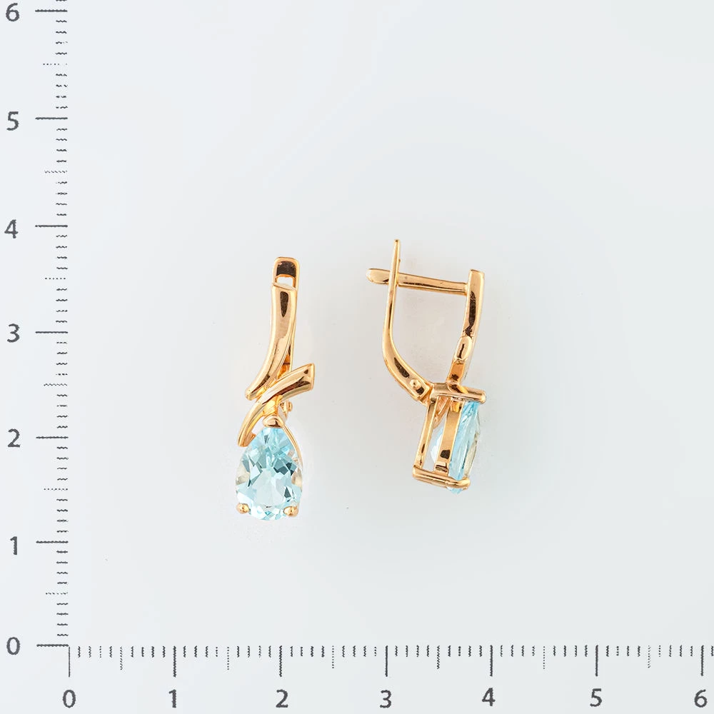 Серьги с топазом из красного золота 585 пробы