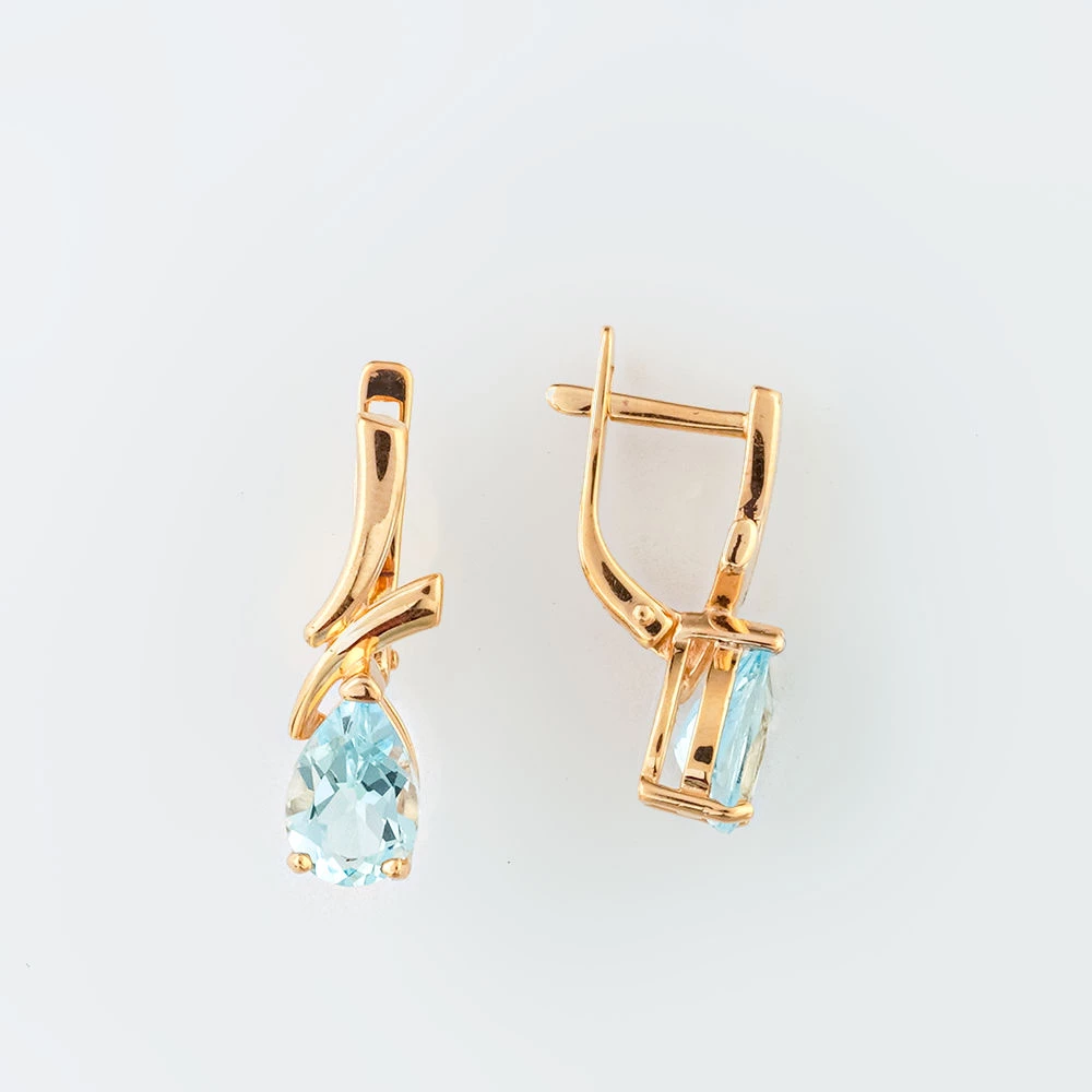 Серьги с топазом из красного золота 585 пробы