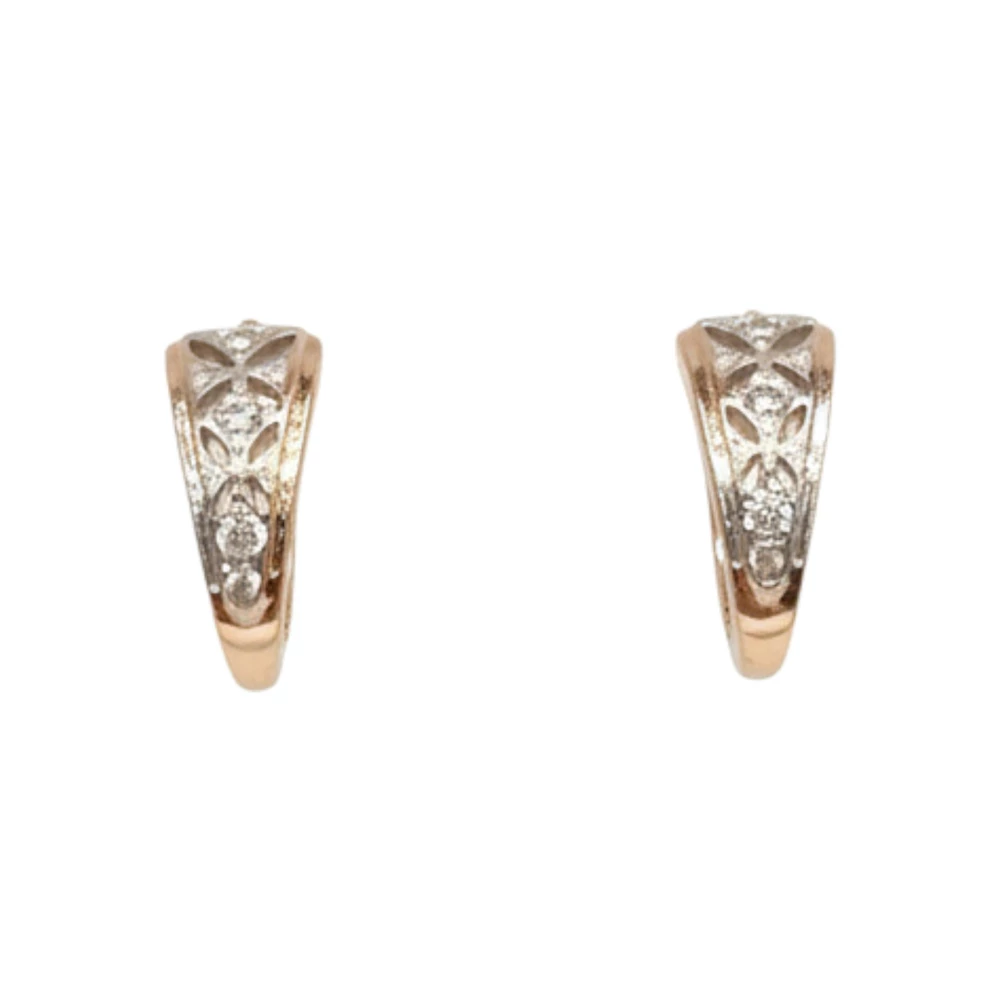 Серьги с фианитом из красного золота 585 пробы