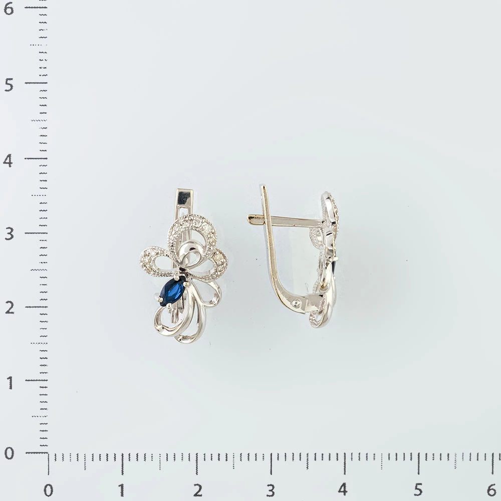 Серьги с сапфиром из белого золота 585 пробы