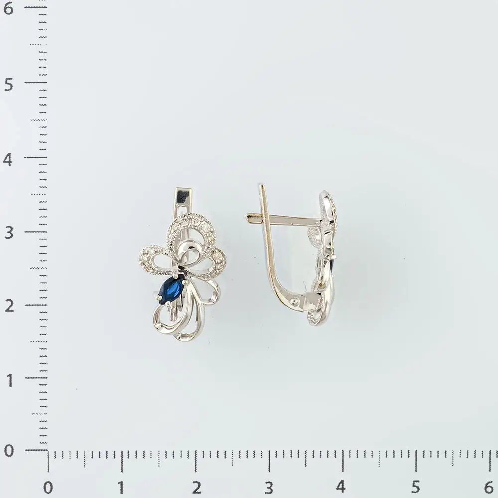 Серьги с сапфиром из белого золота 585 пробы 2