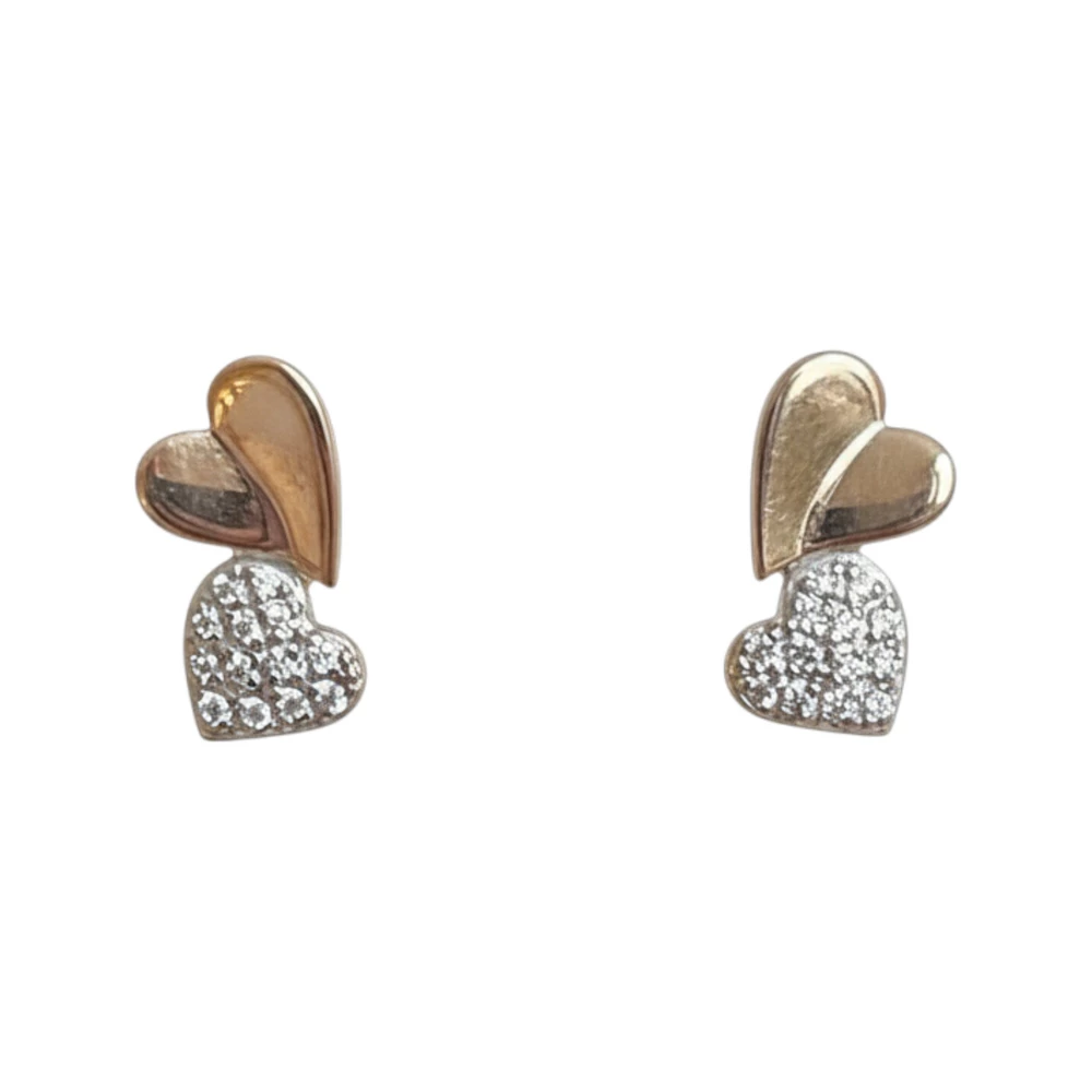 Серьги с фианитом из красного золота 585 пробы