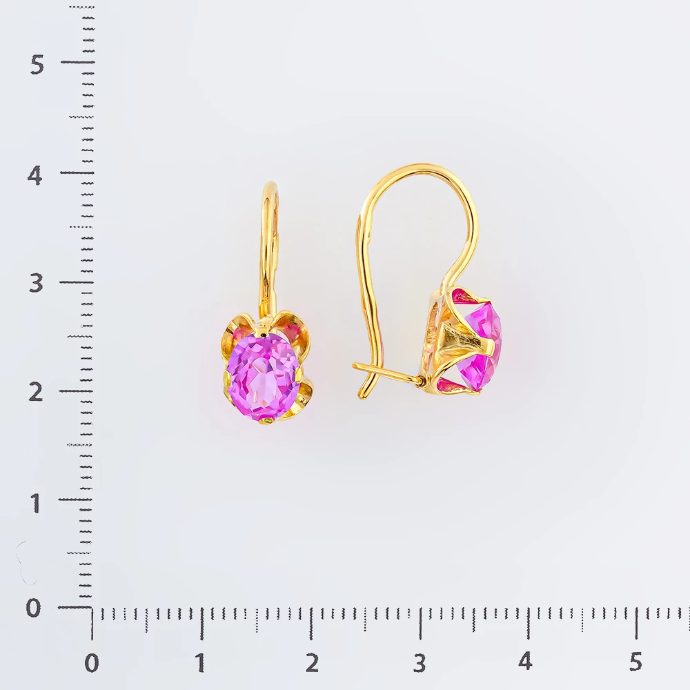 Серьги с фианитом из желтого золота 750 пробы