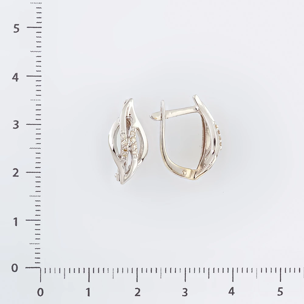 Серьги с бриллиантом из белого золота 585 пробы