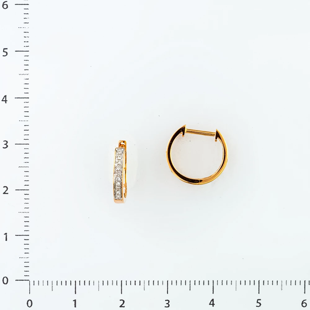 Серьги с бриллиантом из красного золота 585 пробы