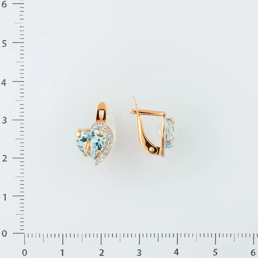 Серьги с топазом из красного золота 585 пробы