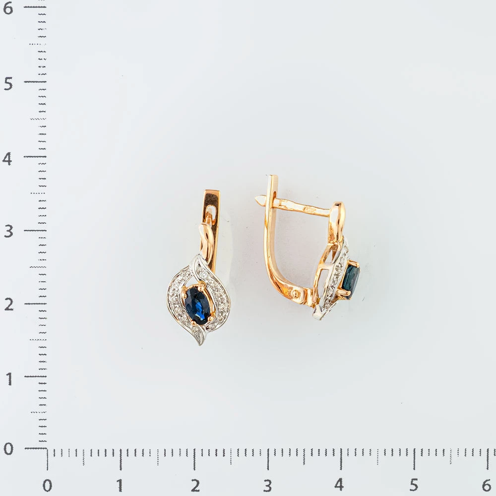 Серьги с сапфиром из красного золота 585 пробы