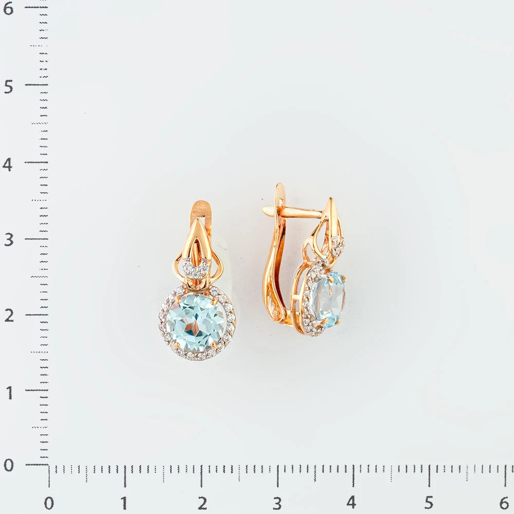 Серьги с топазом из красного золота 375 пробы