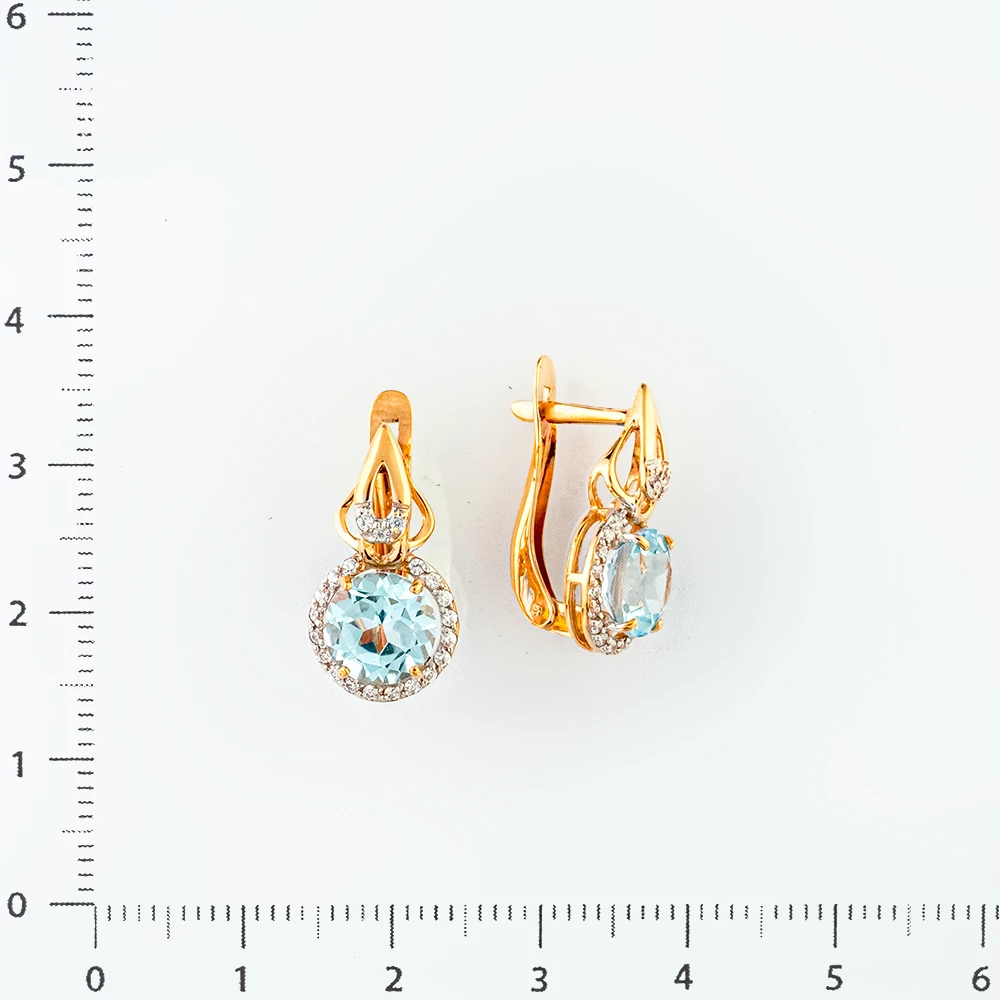 Серьги с топазом из красного золота 375 пробы
