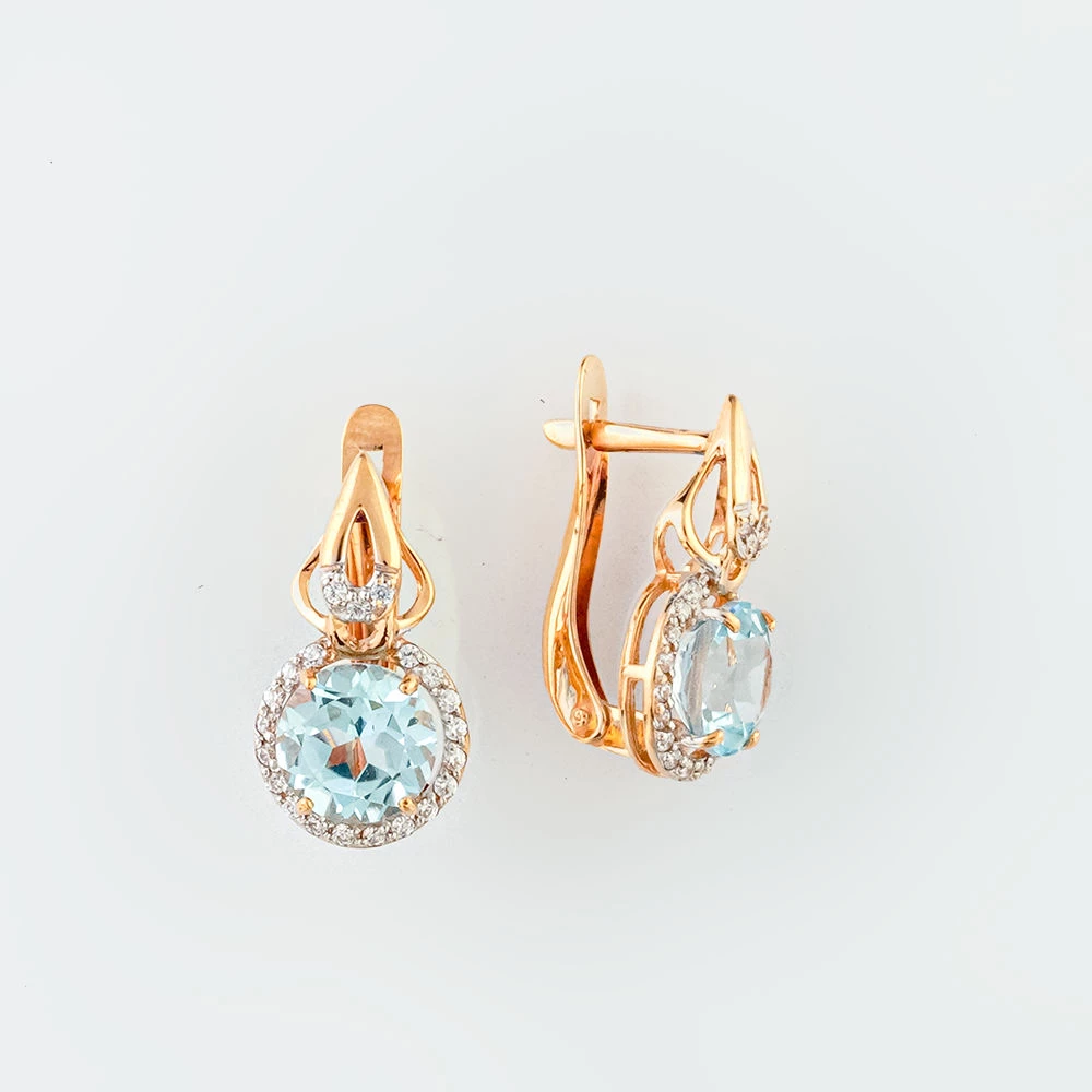 Серьги с топазом из красного золота 375 пробы