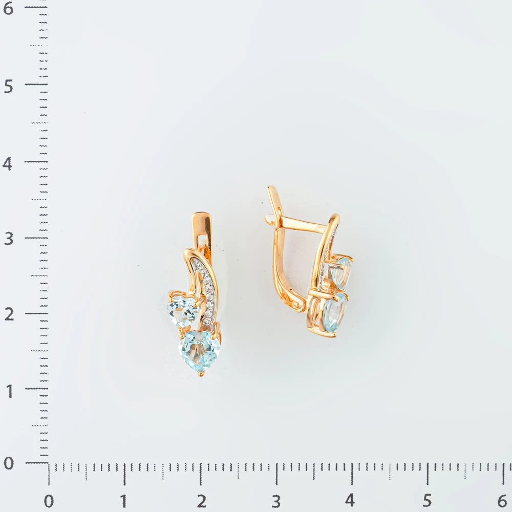 Серьги с топазом из красного золота 585 пробы