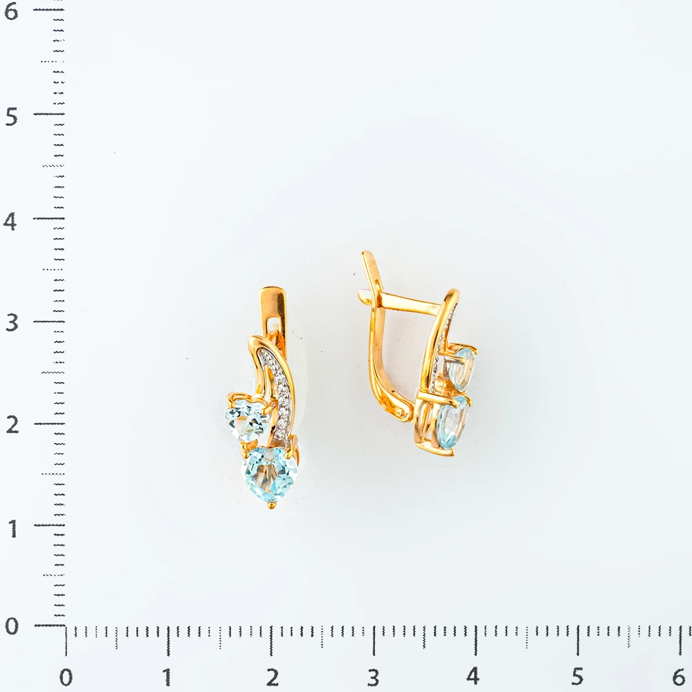 Серьги с топазом из красного золота 585 пробы