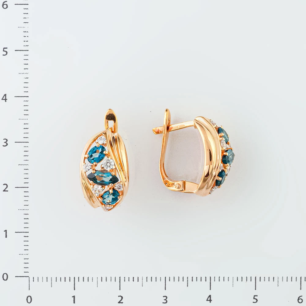 Серьги с топазом лондон из красного золота 585 пробы