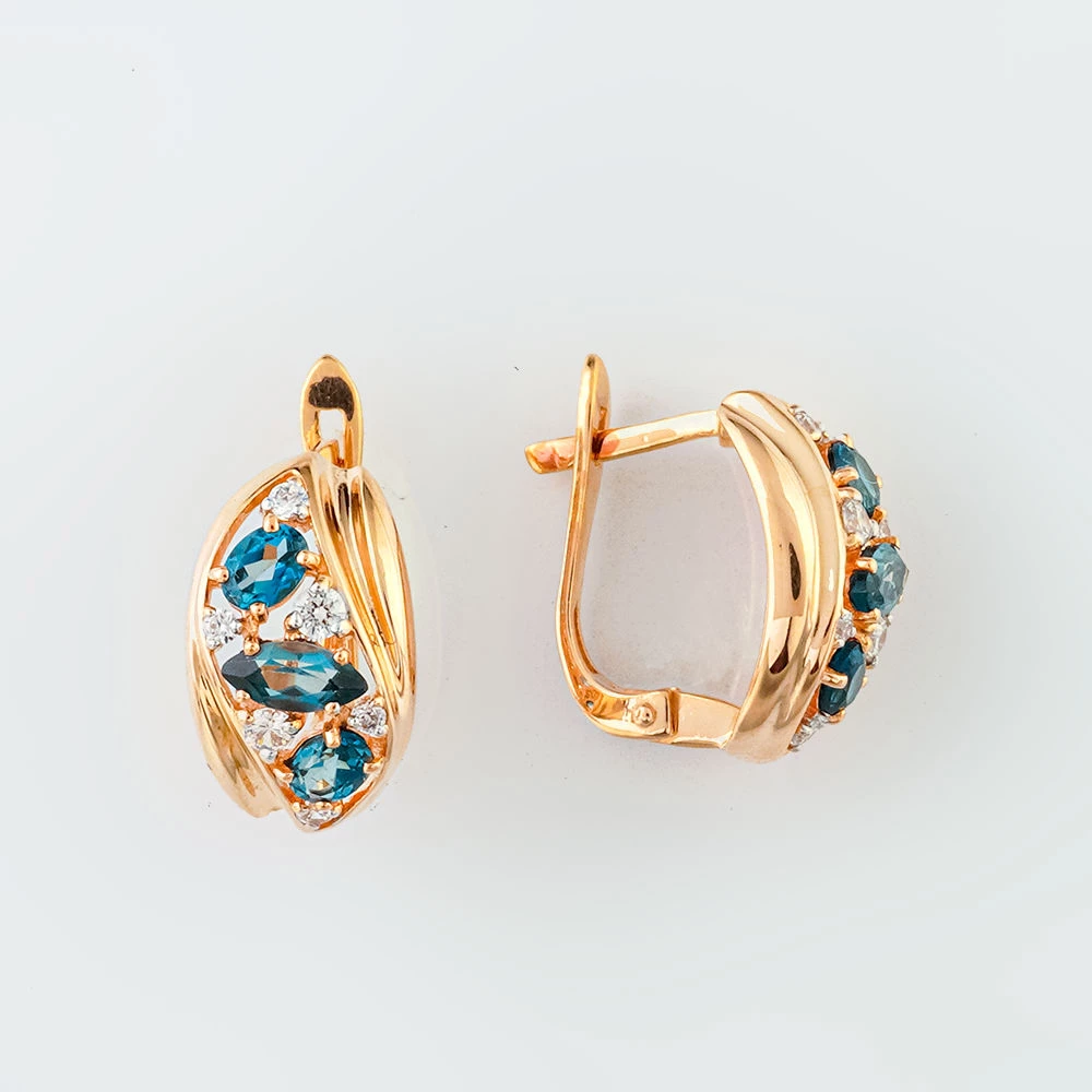 Серьги с топазом лондон из красного золота 585 пробы