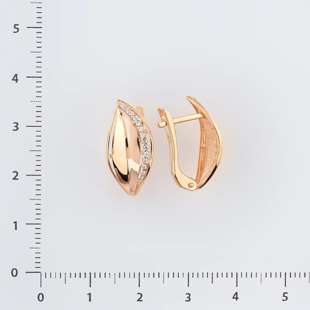 Серьги с фианитом из красного золота 585 пробы 2