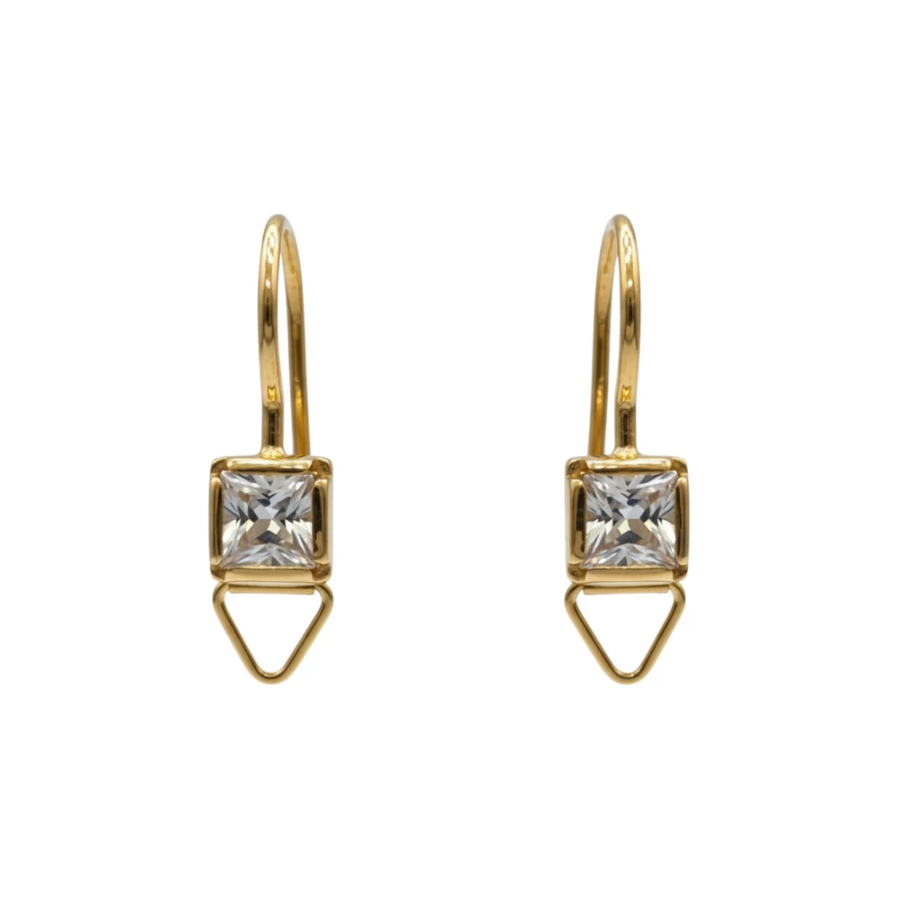 Серьги с фианитом из красного золота 585 пробы