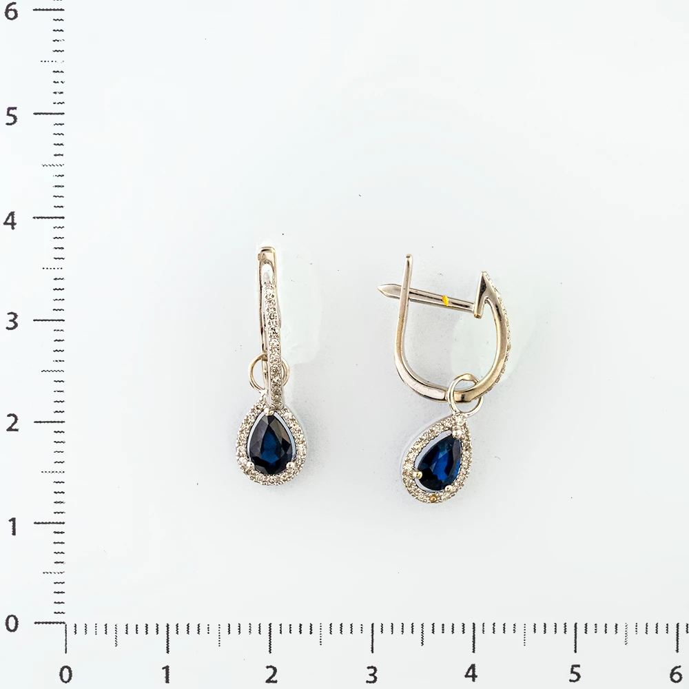 Серьги с сапфиром из белого золота 585 пробы 2