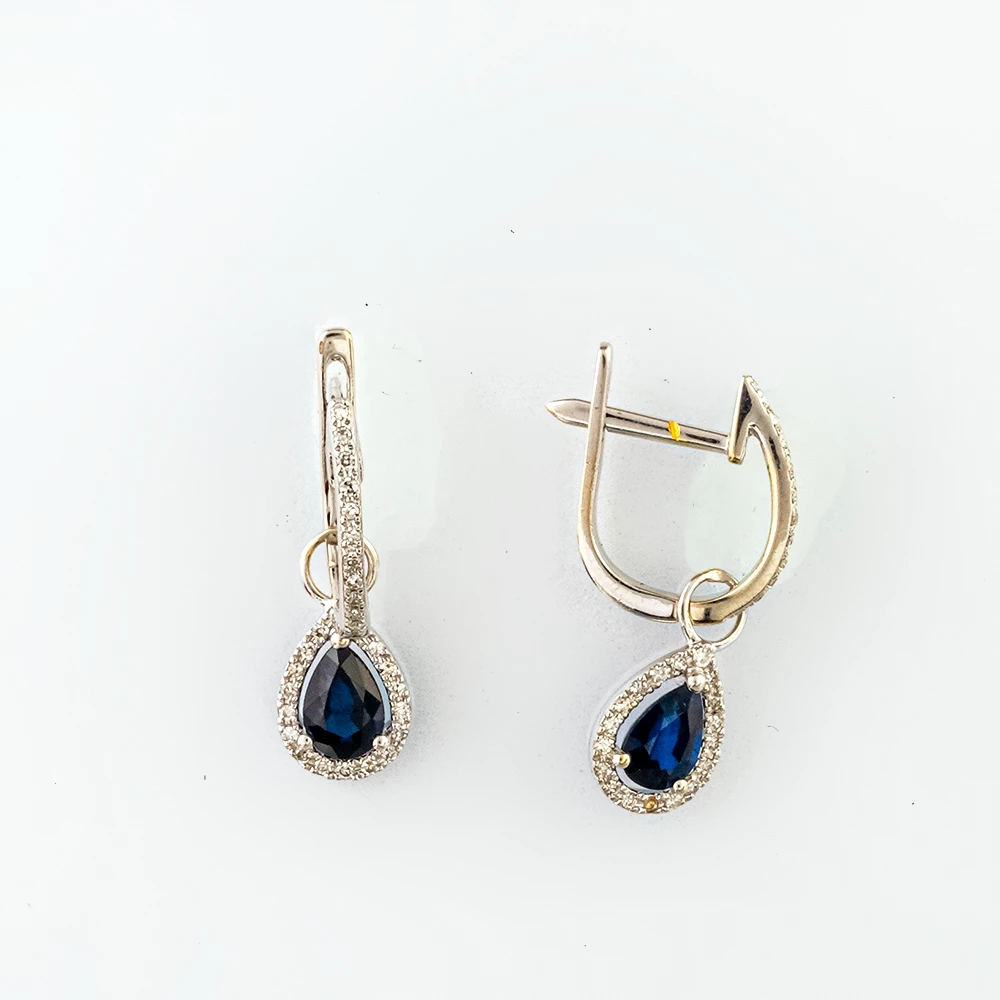 Серьги с сапфиром из белого золота 585 пробы 1