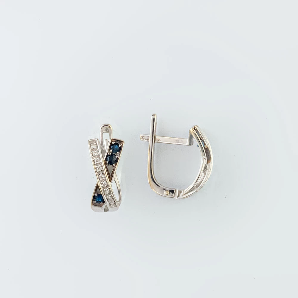Серьги с сапфиром из белого золота 585 пробы