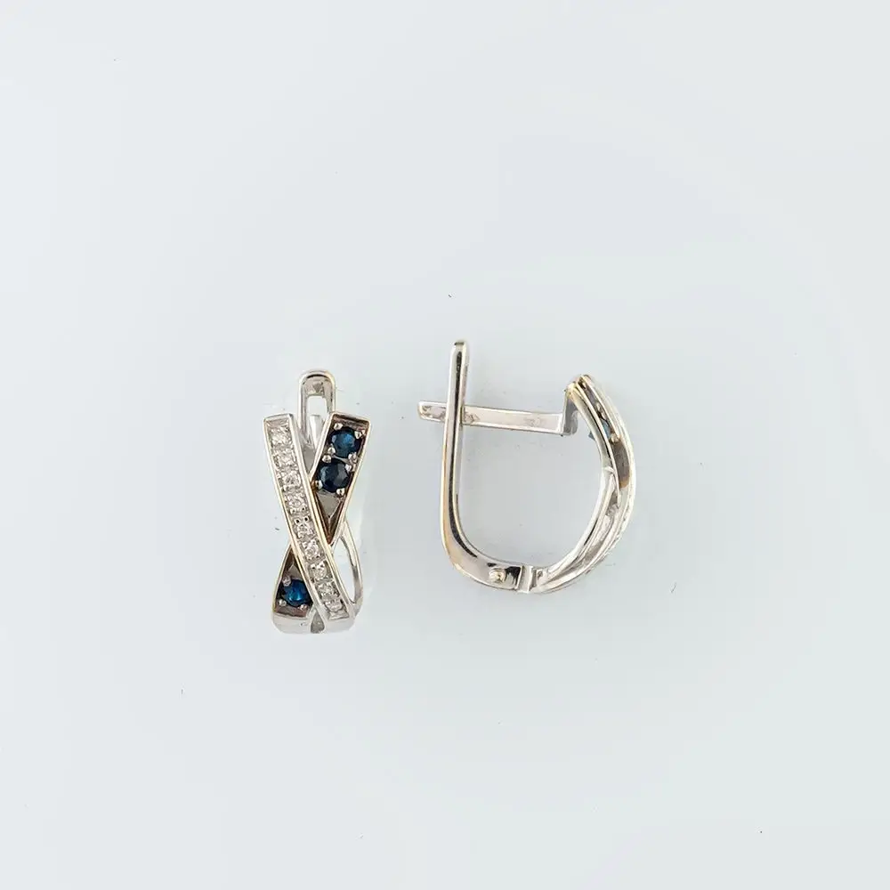 Серьги с сапфиром из белого золота 585 пробы 1