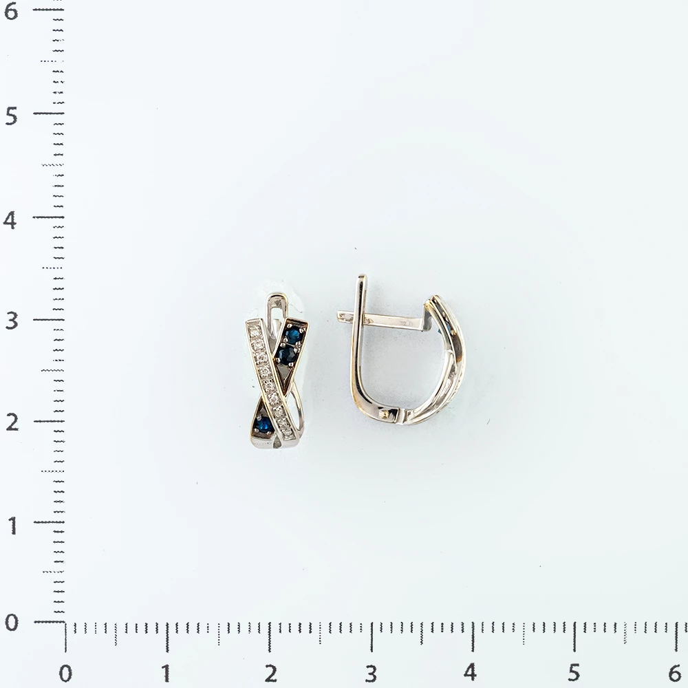 Серьги с сапфиром из белого золота 585 пробы