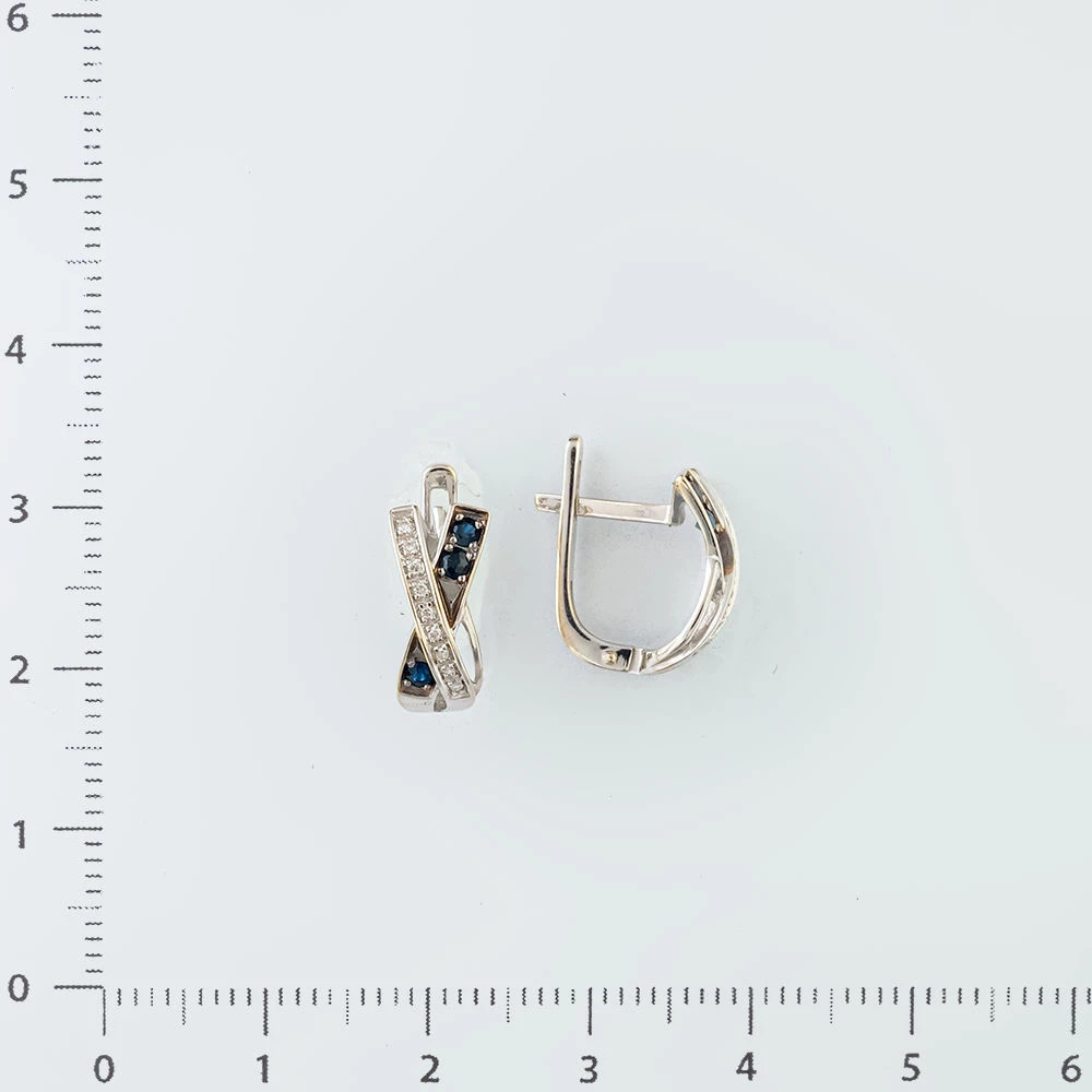 Серьги с сапфиром из белого золота 585 пробы