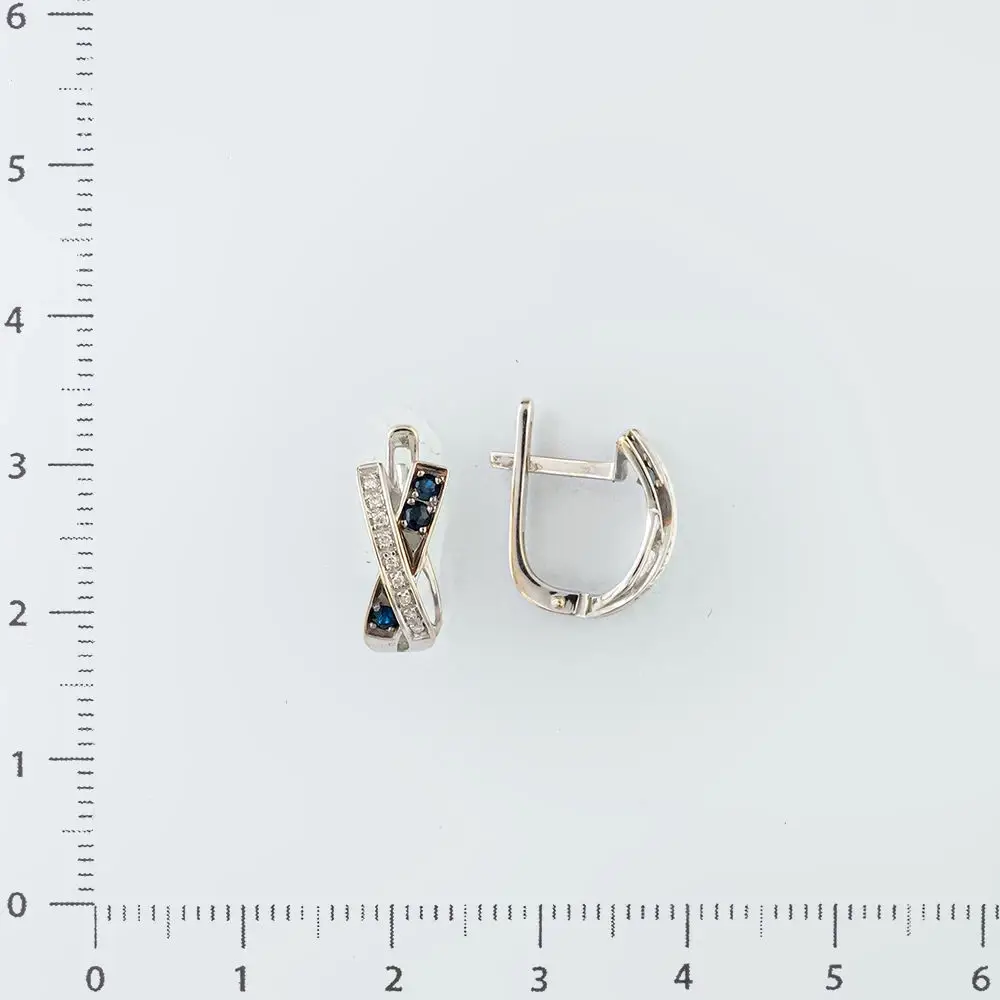 Серьги с сапфиром из белого золота 585 пробы 2