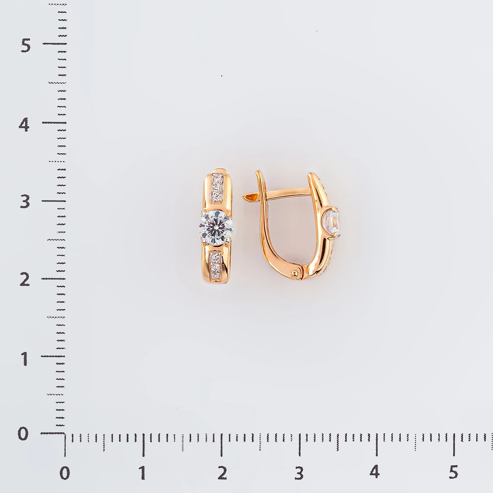 Серьги с фианитом из красного золота 585 пробы 2