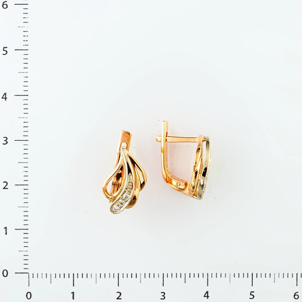 Серьги с бриллиантом из красного золота 585 пробы