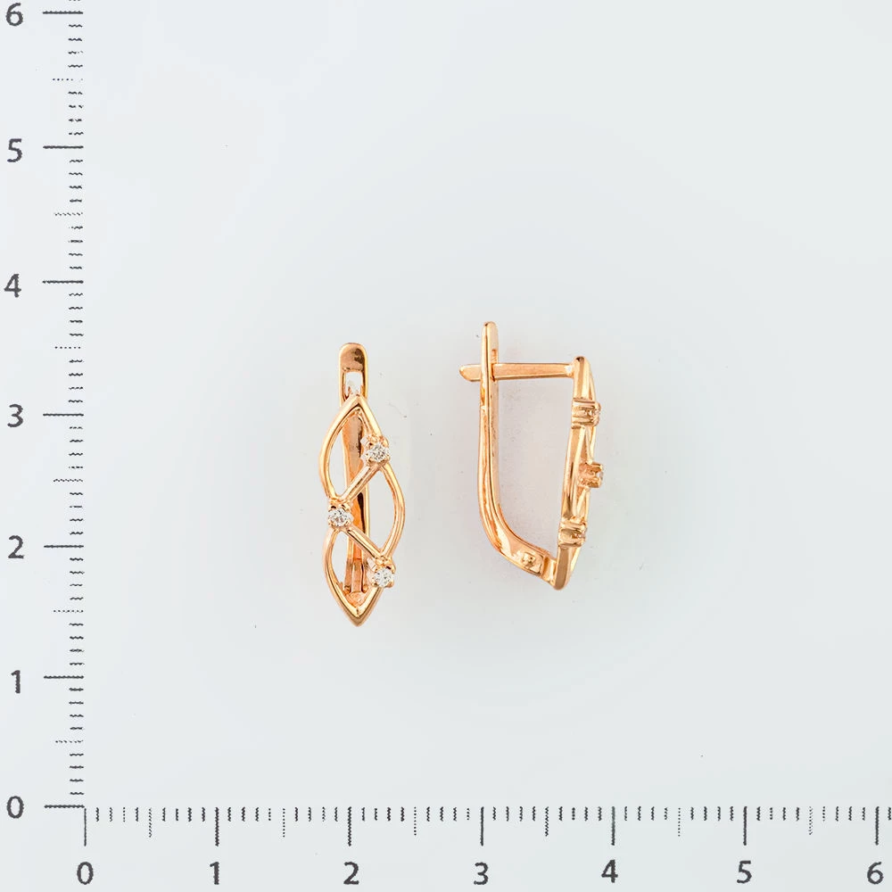 Серьги с бриллиантом из красного золота 585 пробы