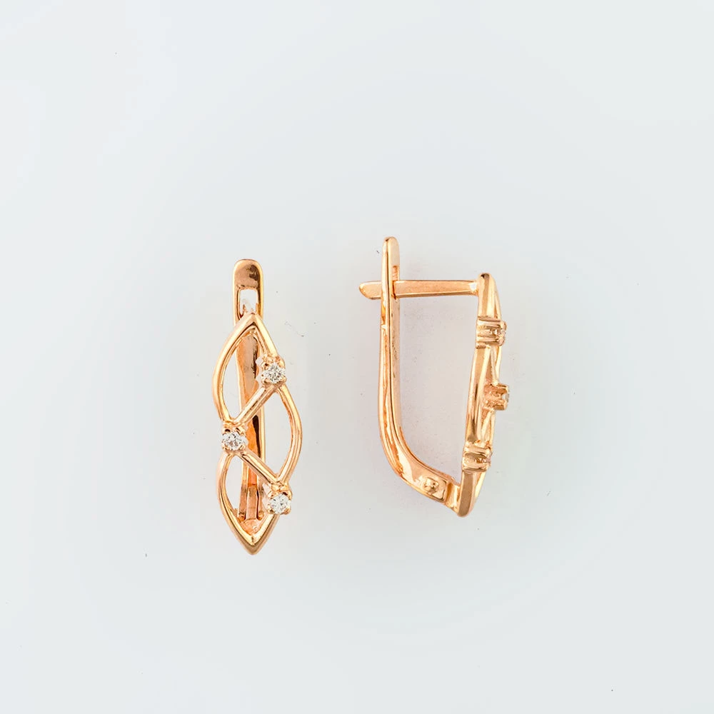 Серьги с бриллиантом из красного золота 585 пробы