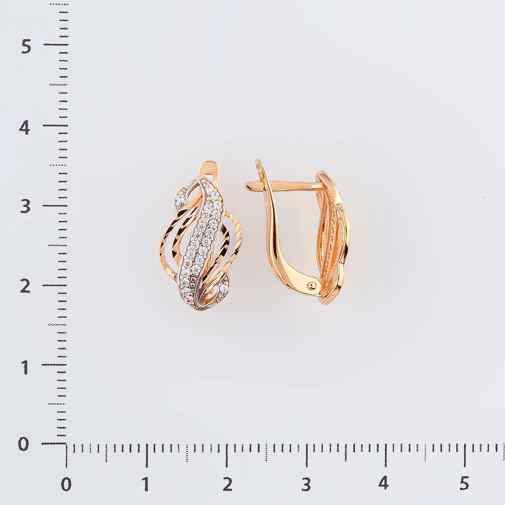 Серьги с фианитом из красного золота 585 пробы 2